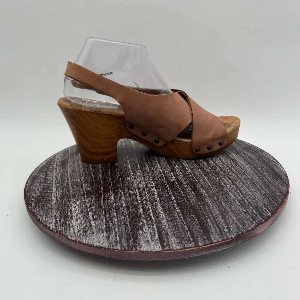Korks by Kork Ease Sandals Women 9.5 Leather Wedge Slingback Comfort Shoes‎ Tan